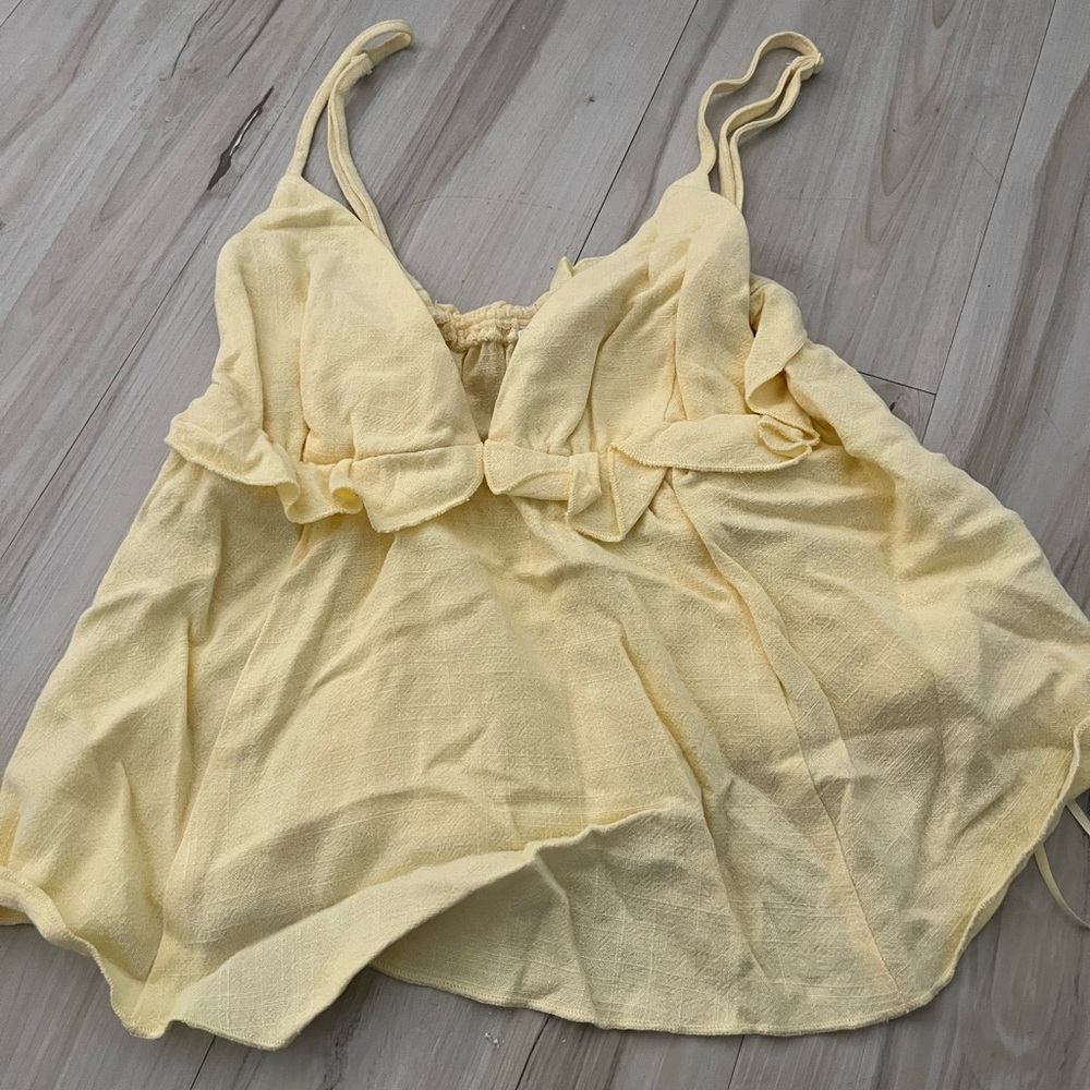Garage Light Yellow Ruffle Camisole